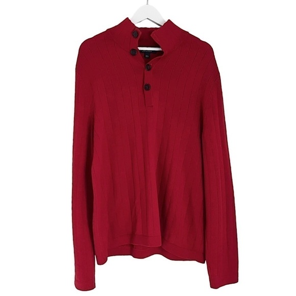 Banana Republic Merino Wool Men’s Ribbed Long Sleeve Sweater Red‎ Size Large - Picture 1 of 8